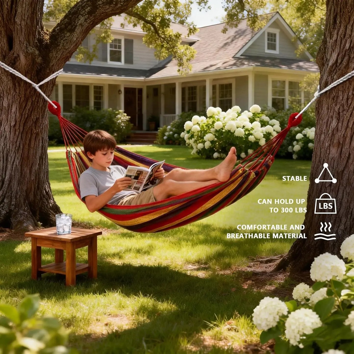 Portable Canvas Cozy Hammock for Outdoor Garden Camping, Ideal for Yard Patio Backyard Travel, Lightweight and Easy to Carry, Travel Accessory Hammock