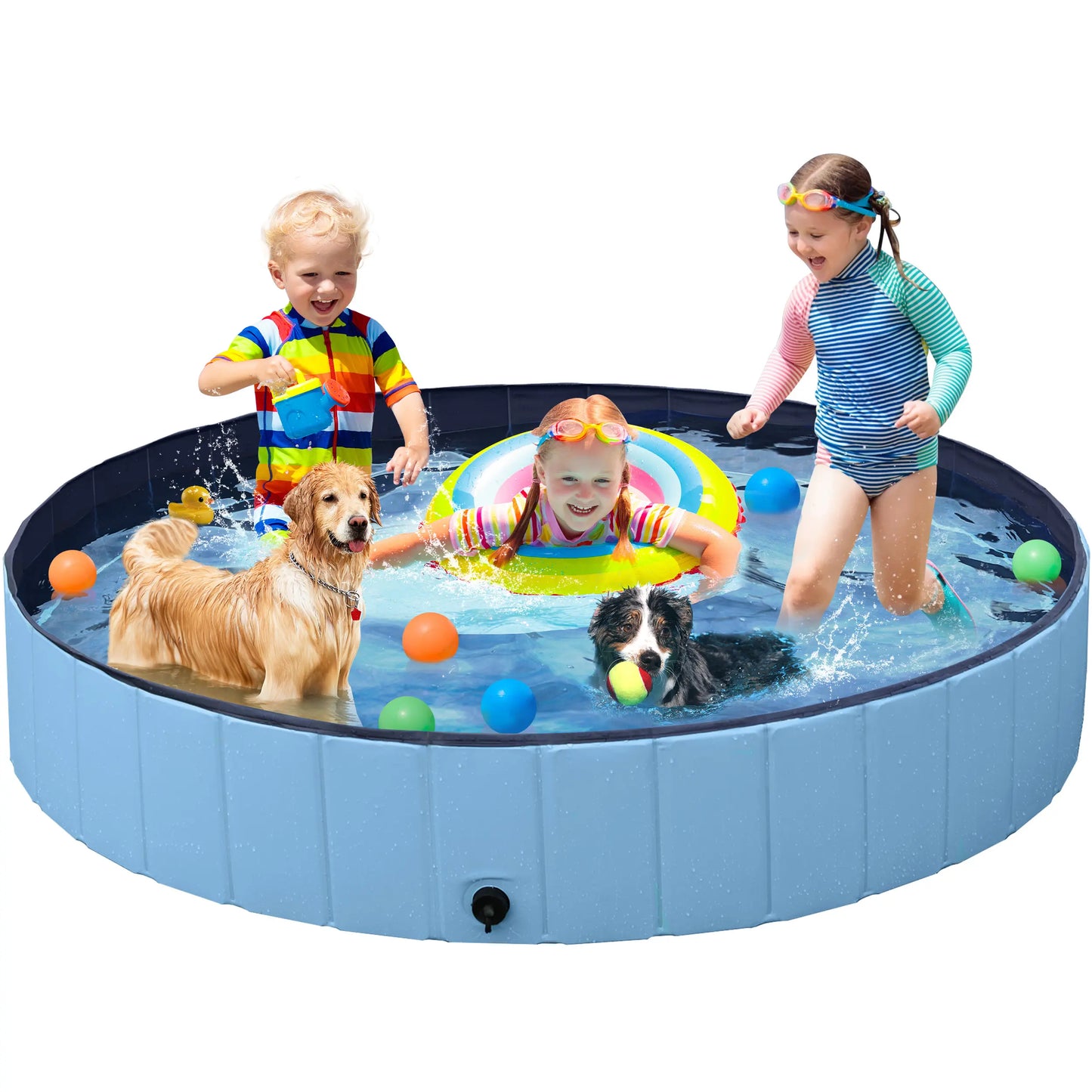 Foldable Pet Swimming Pool, Portable Dog Bath Tub Indoor and Outdoor, PVC Portable Wash Tub for Pet Dogs for Garden/Beach/Yard/Home Use