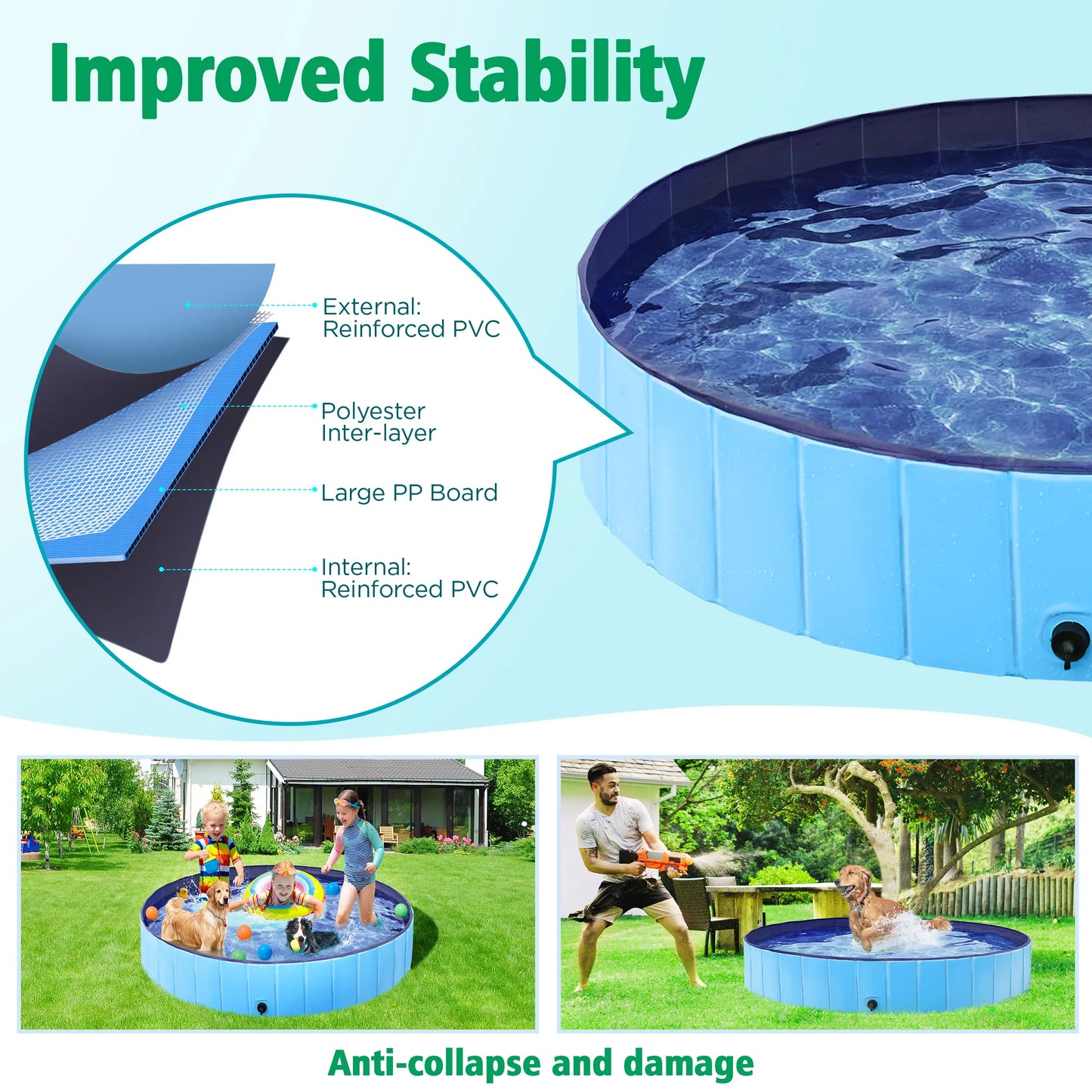 Foldable Pet Swimming Pool, Portable Dog Bath Tub Indoor and Outdoor, PVC Portable Wash Tub for Pet Dogs for Garden/Beach/Yard/Home Use