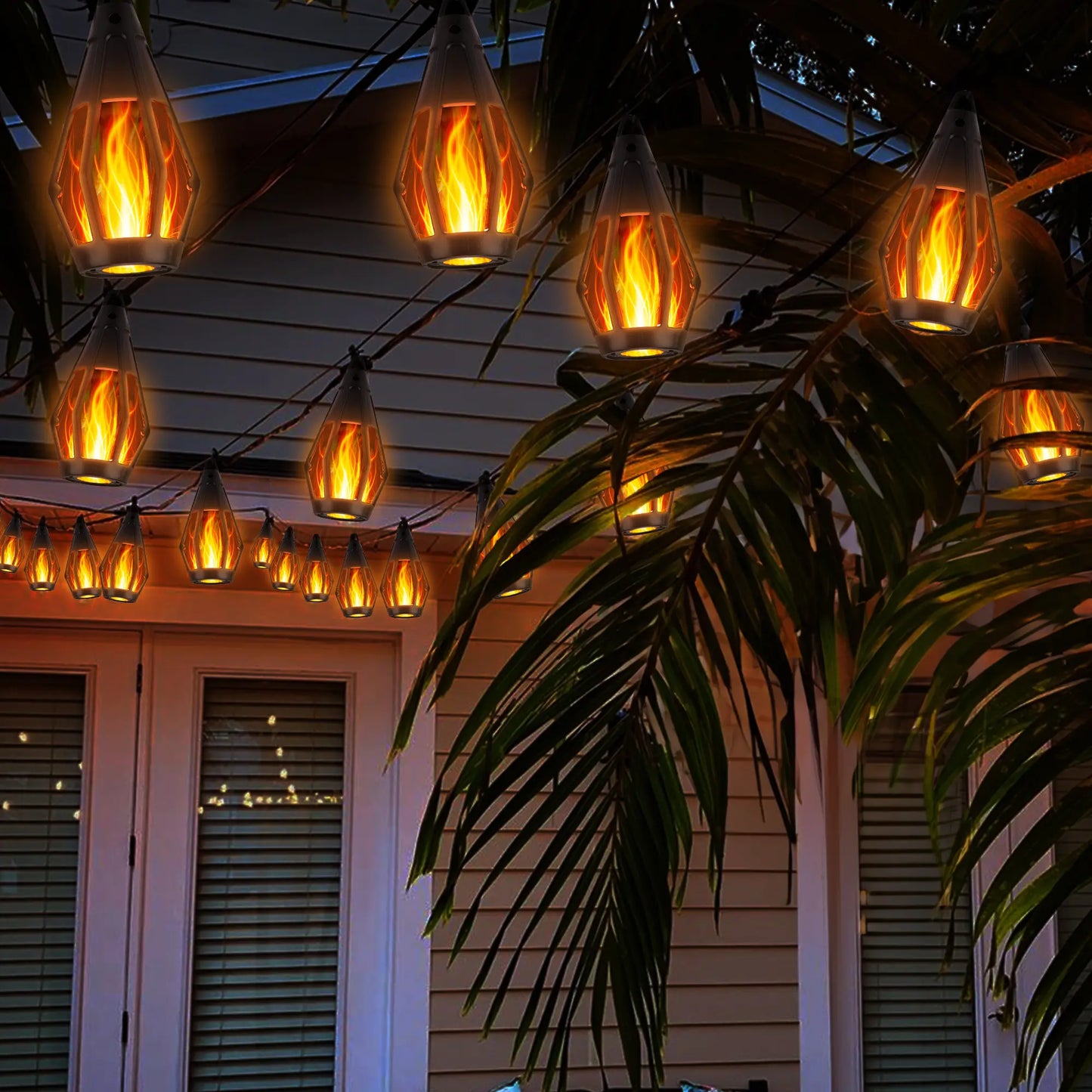 Flame LED Lighted Strip Lights, 42ft 15-LED Outdoor Waterproof Garden Accessories, Energy-Efficient Eco-Friendly Backyard & Outdoor Decor Summervibes