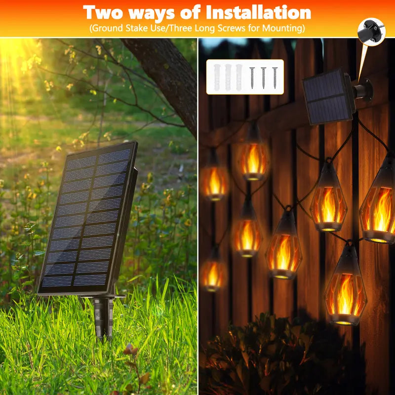 Flame LED Lighted Strip Lights, 42ft 15-LED Outdoor Waterproof Garden Accessories, Energy-Efficient Eco-Friendly Backyard & Outdoor Decor Summervibes