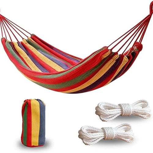 Portable Canvas Cozy Hammock for Outdoor Garden Camping, Ideal for Yard Patio Backyard Travel, Lightweight and Easy to Carry, Travel Accessory Hammock