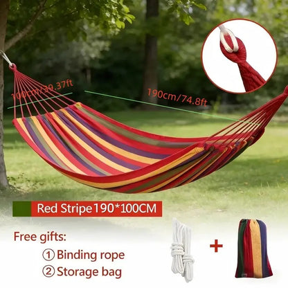 Portable Canvas Cozy Hammock for Outdoor Garden Camping, Ideal for Yard Patio Backyard Travel, Lightweight and Easy to Carry, Travel Accessory Hammock